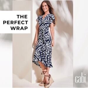 CAbi Blue&White Dot Print The Perfect Wrap Dress Sz.XL